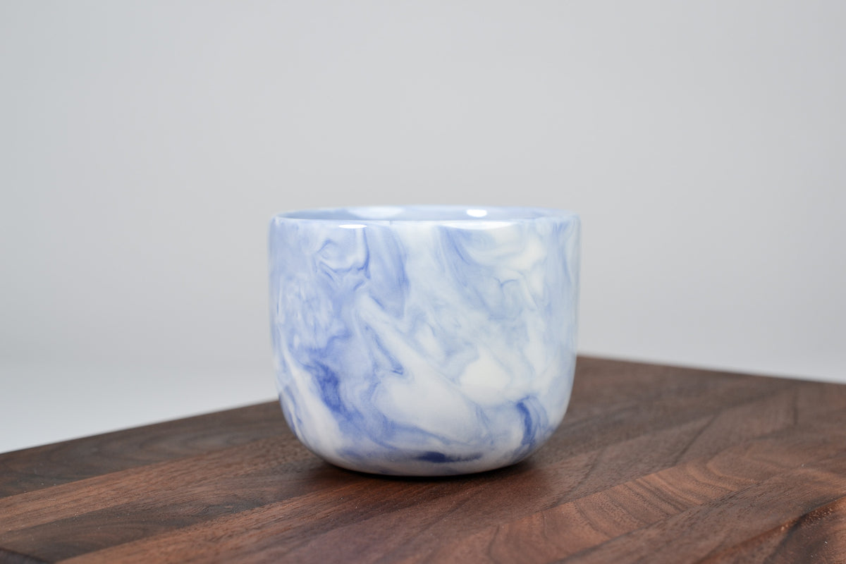 Kávový hrnek z porcelánu - Flow - modrý - 200 ml - lesklá varianta