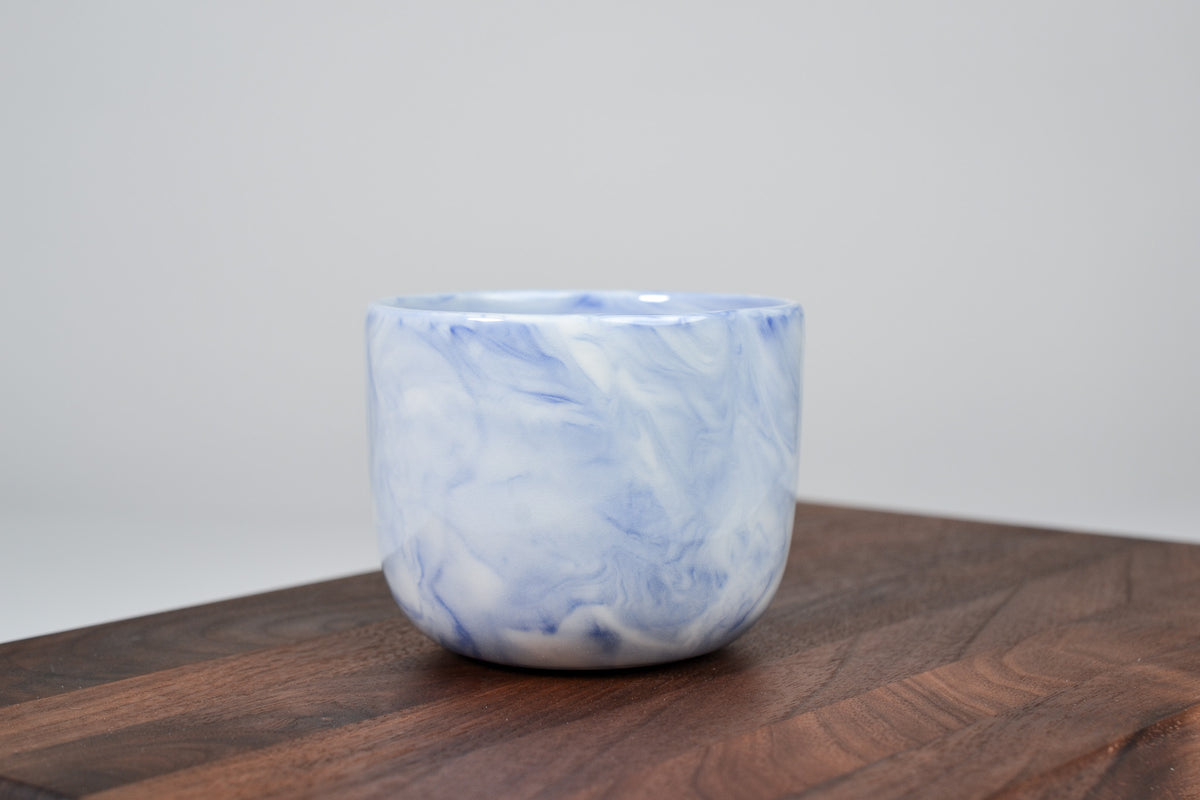 Kávový hrnek z porcelánu - Flow - modrý - 200 ml - lesklá varianta